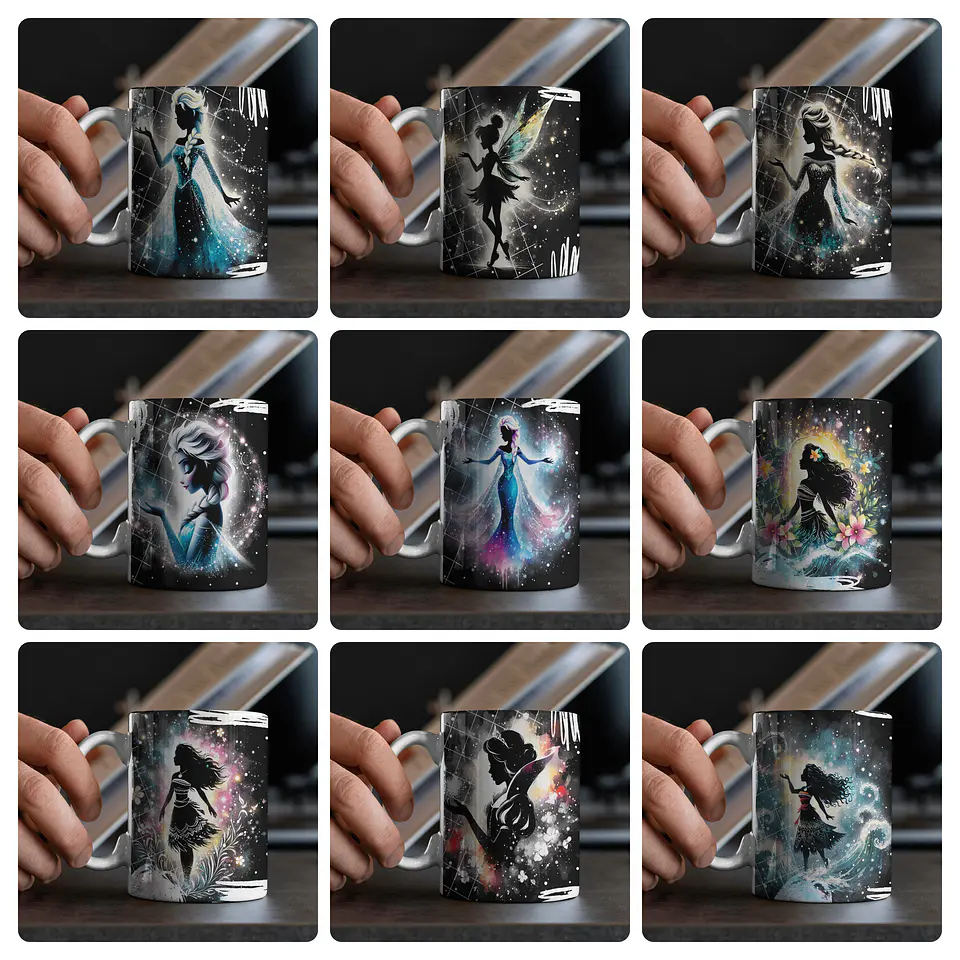 20 Artes para Caneca Princesas Black Arquivo em Jpg 2