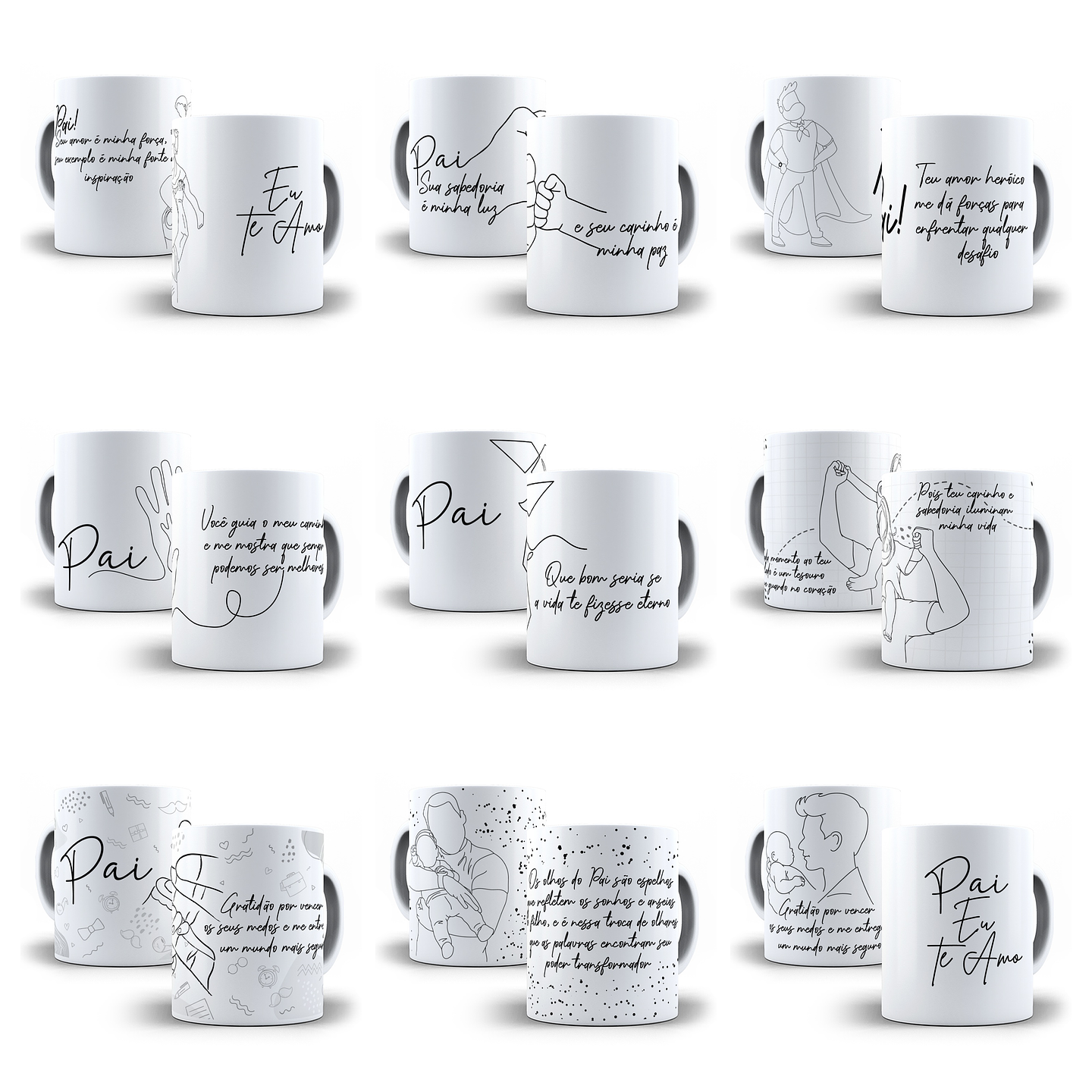 24 Artes para Caneca Dia dos Pais Minimalista Arquivo em Jpg 1