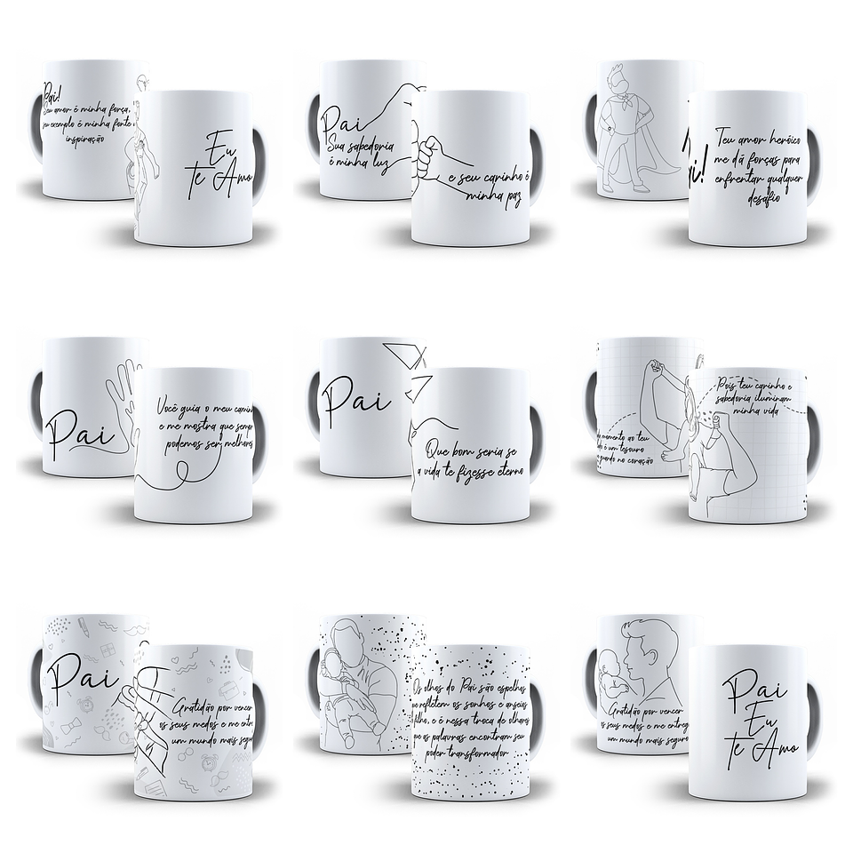 24 Artes para Caneca Dia dos Pais Minimalista Arquivo em Jpg 1