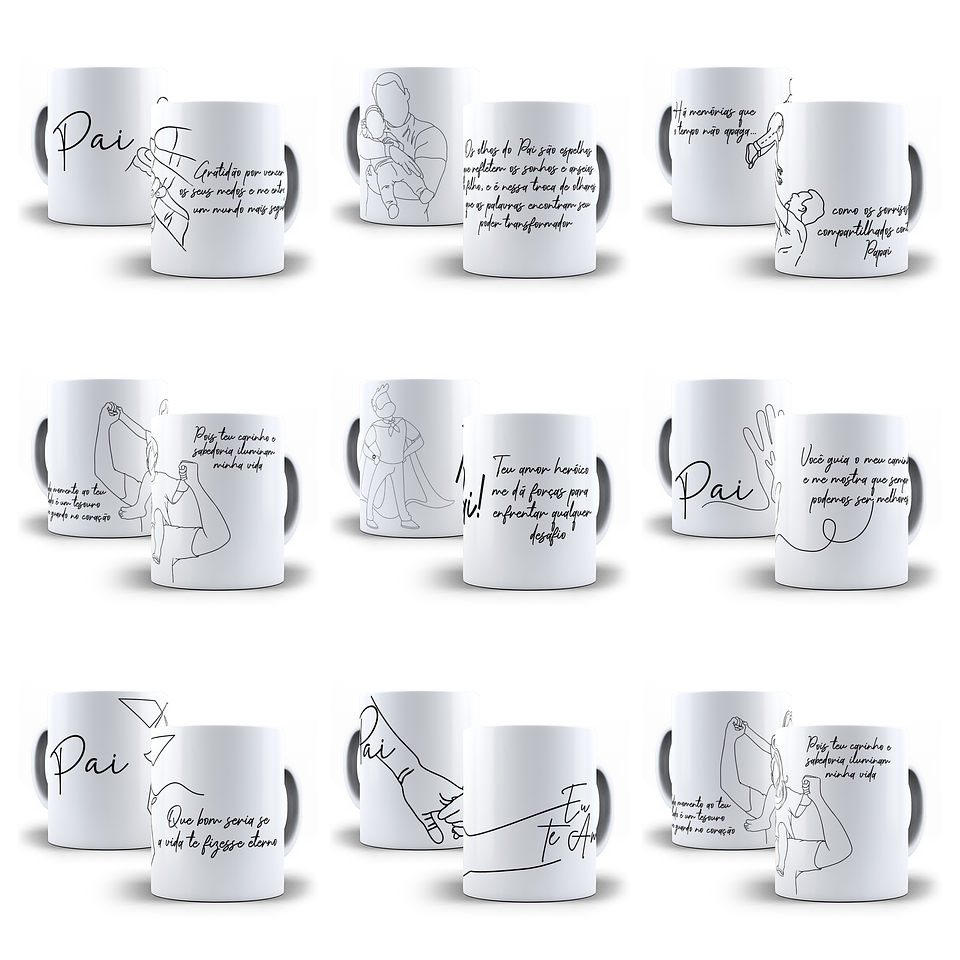 24 Artes para Caneca Dia dos Pais Minimalista Arquivo em Jpg 2