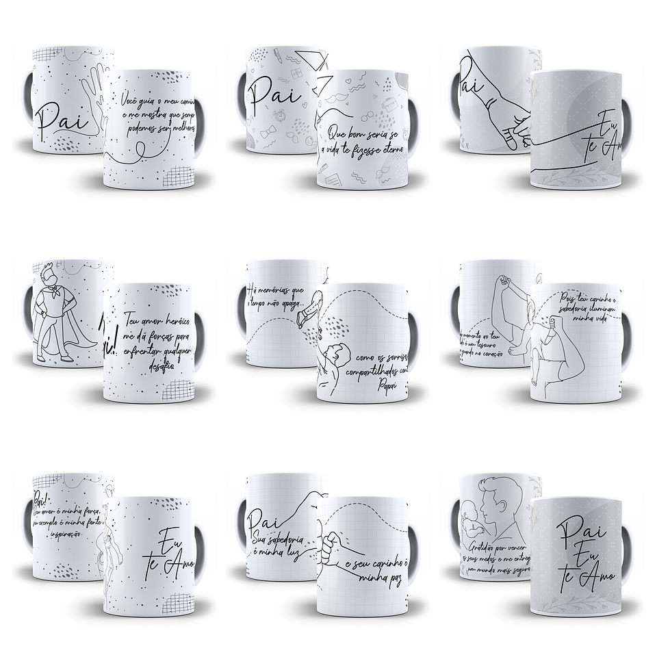 24 Artes para Caneca Dia dos Pais Minimalista Arquivo em Jpg 3