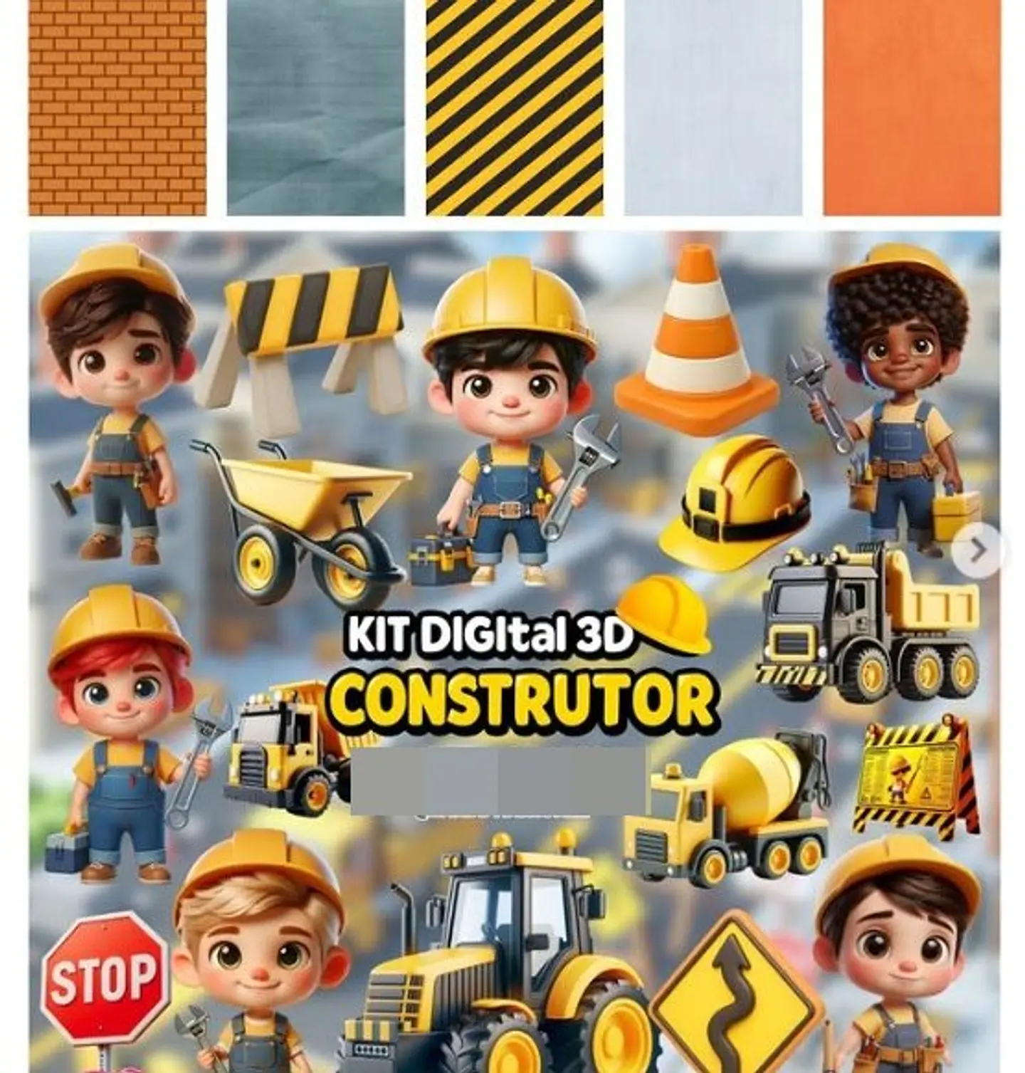 Kit Digital Construtores Com Mascotes 3D em Png 1