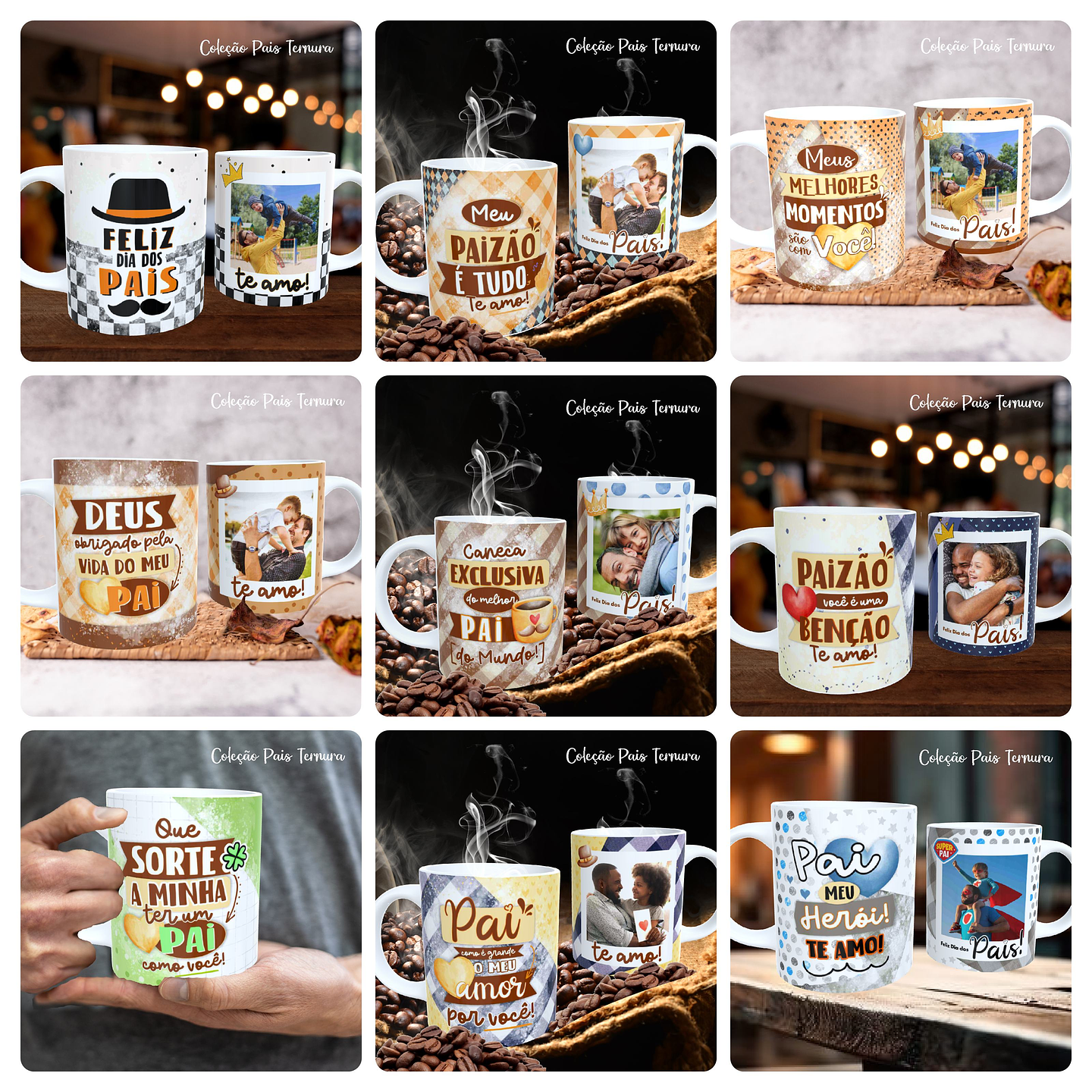 84 Artes para Caneca, Camisa, Almofada e Azulejo Dia dos Pais Arquivo Editável 1