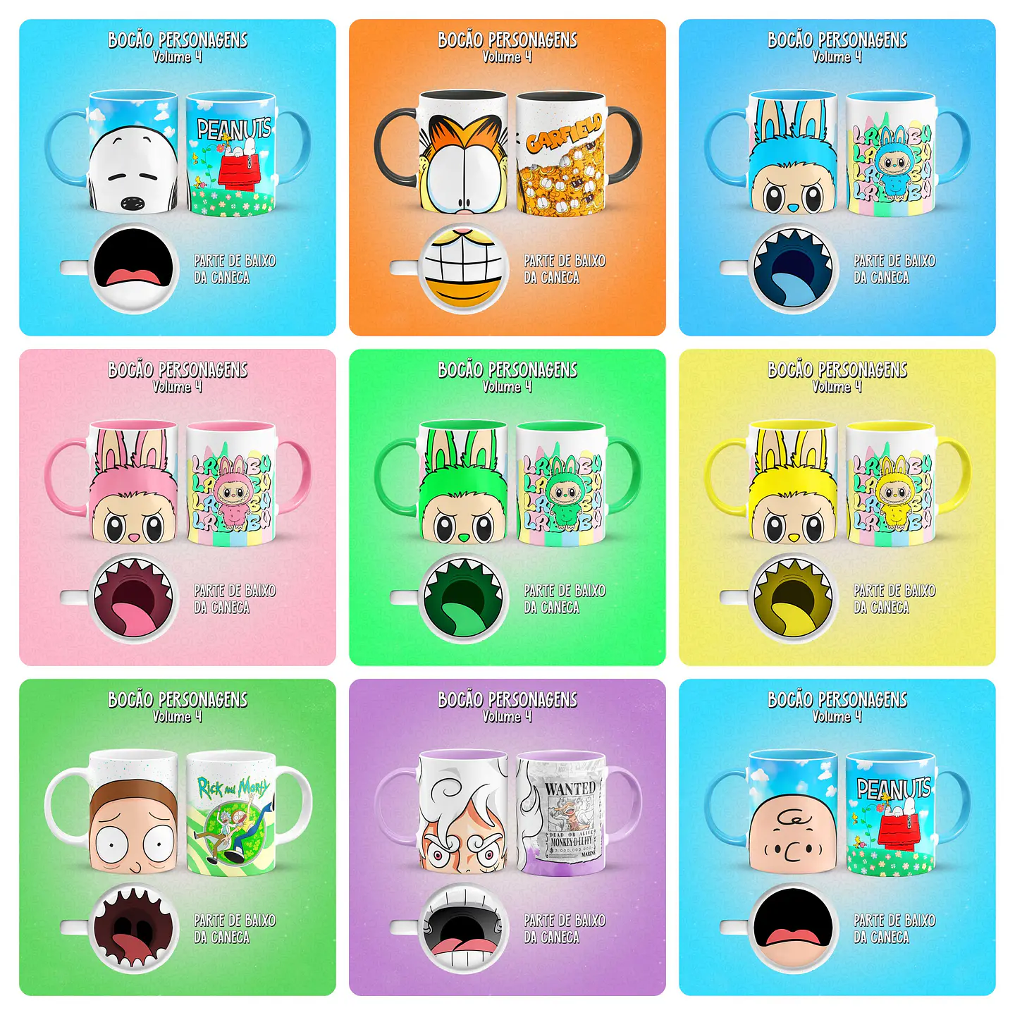 25 Artes para Caneca Bocão Personagens Arquivos em Png  1