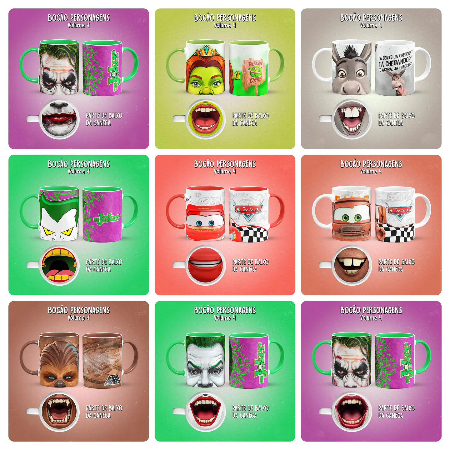 25 Artes para Caneca Bocão Personagens Arquivos em Png  2