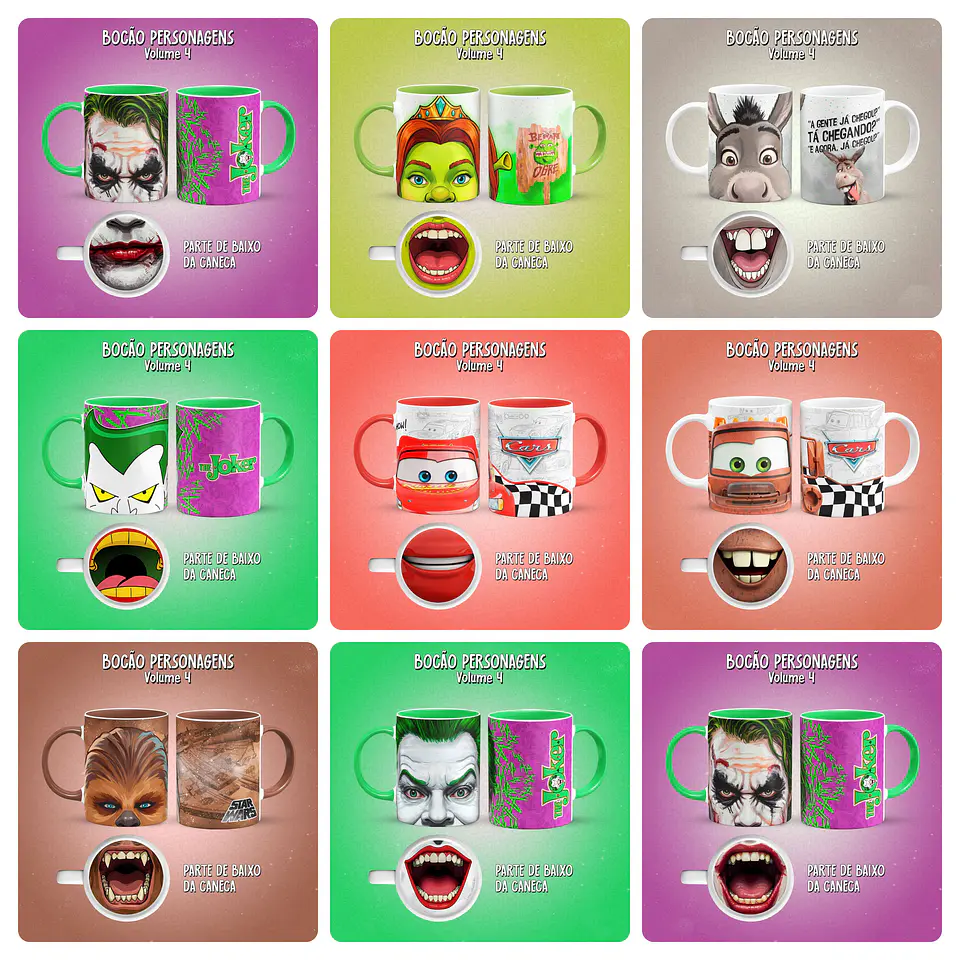 25 Artes para Caneca Bocão Personagens Arquivos em Png  2