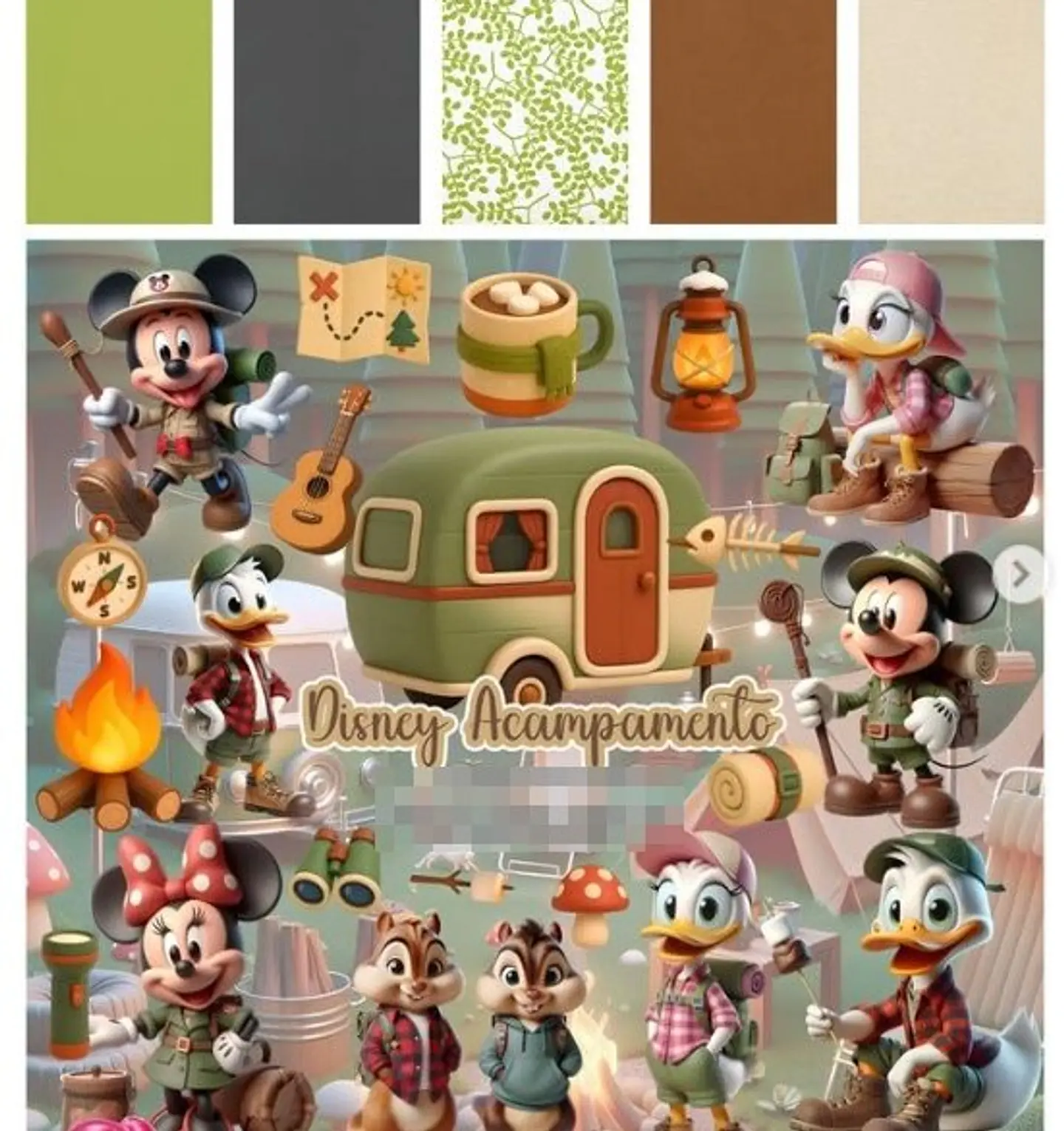 Kit Digital Disney Acampamento 3D em Png 1