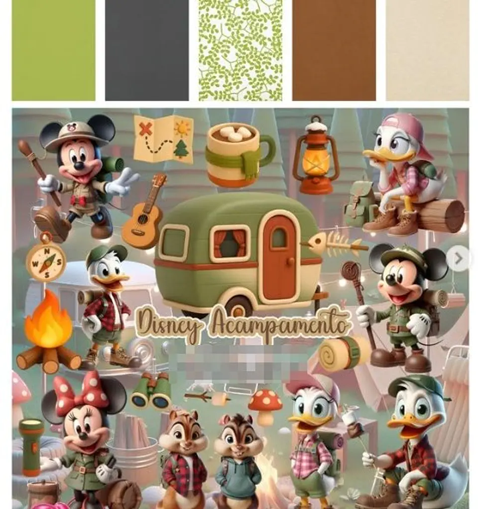 Kit Digital Disney Acampamento 3D em Png 1