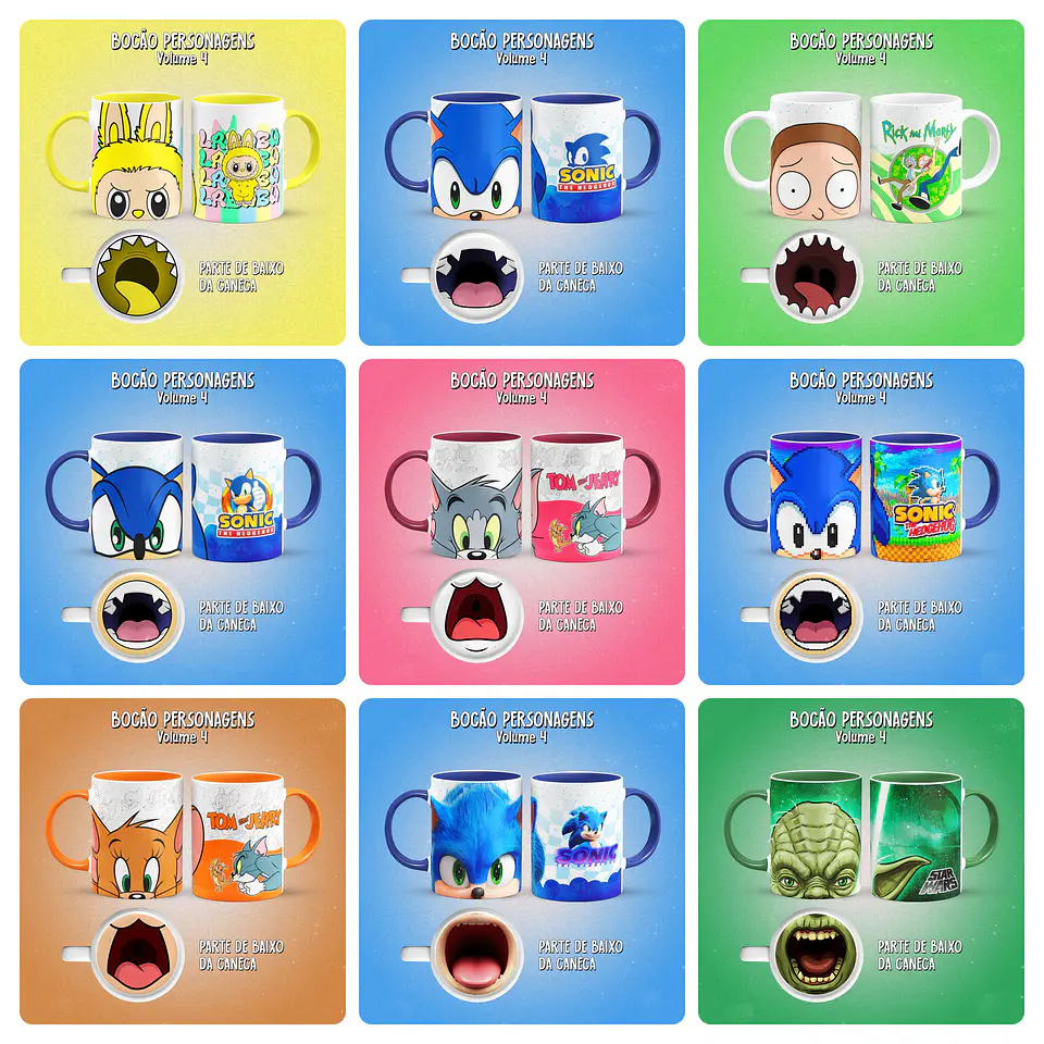 25 Artes para Caneca Bocão Personagens Arquivos em Png  3