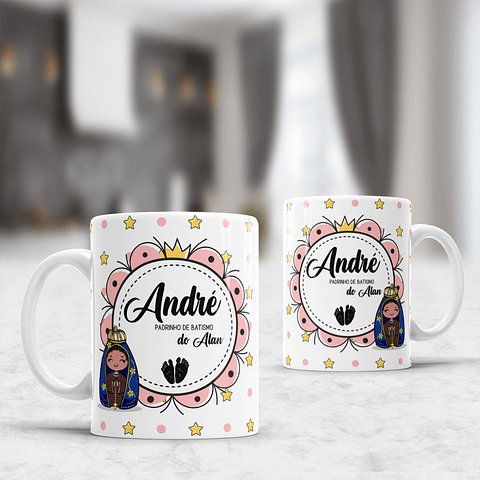 Arte para Caneca Convite Batizado Nossa Senhora Aparecida Arquivo Editável