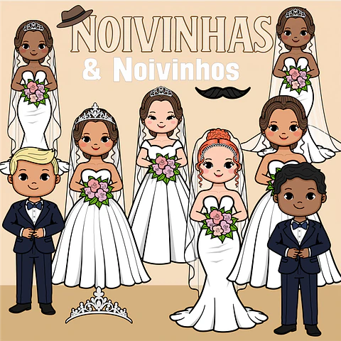 Kit Digital Noivinhas e Noivinhos em Png