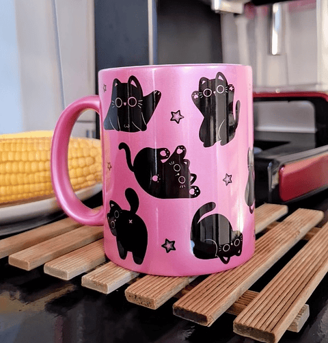 Arte Caneca Gatinho Pretinho Arquivo em Png 