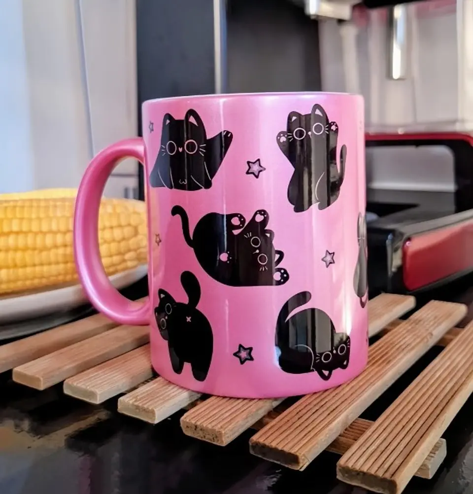 Arte Caneca Gatinho Pretinho Arquivo em Png  1
