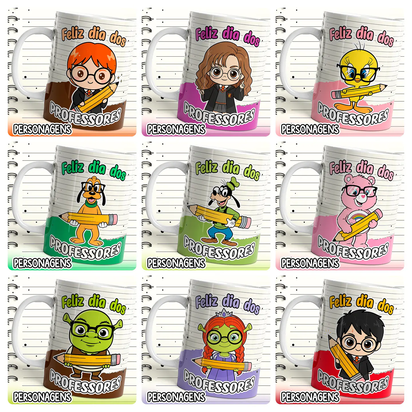 25 Artes para Caneca Personagens Professores Arquivo em Png 3