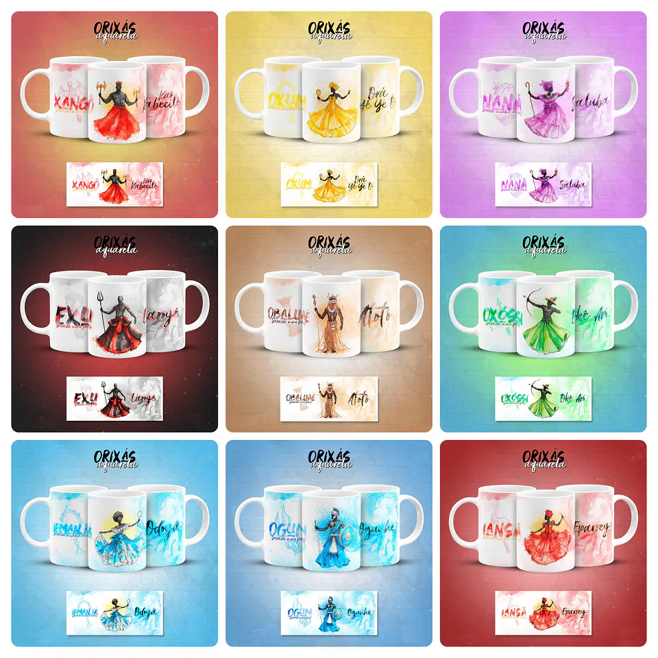 20 Artes para Caneca Orixás Aquarela Arquivo em Jpg 2