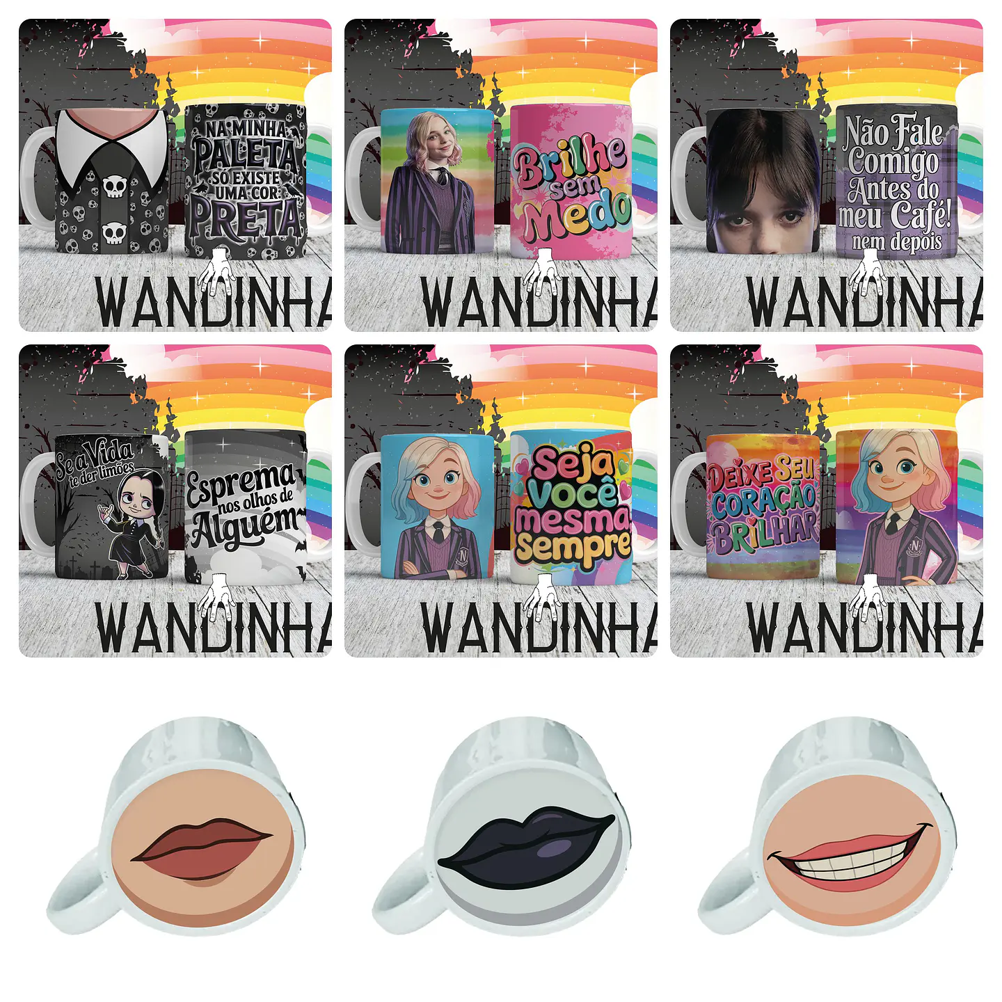 22 Artes para Caneca Wandinha Boquinha Bocão Arquivo em Jpg 2