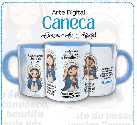 Arte Caneca Santinha Maria Oração Arquivo em Png 