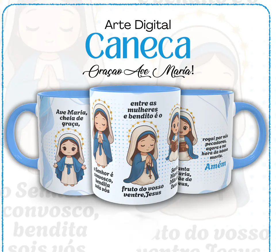 Arte Caneca Santinha Maria Oração Arquivo em Png  1