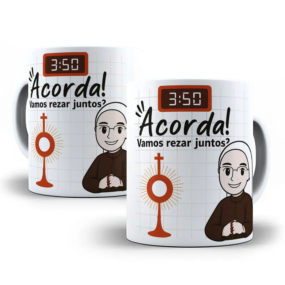 Arte para Caneca Acorda! vamos rezar juntos? Arquivo em Png  2