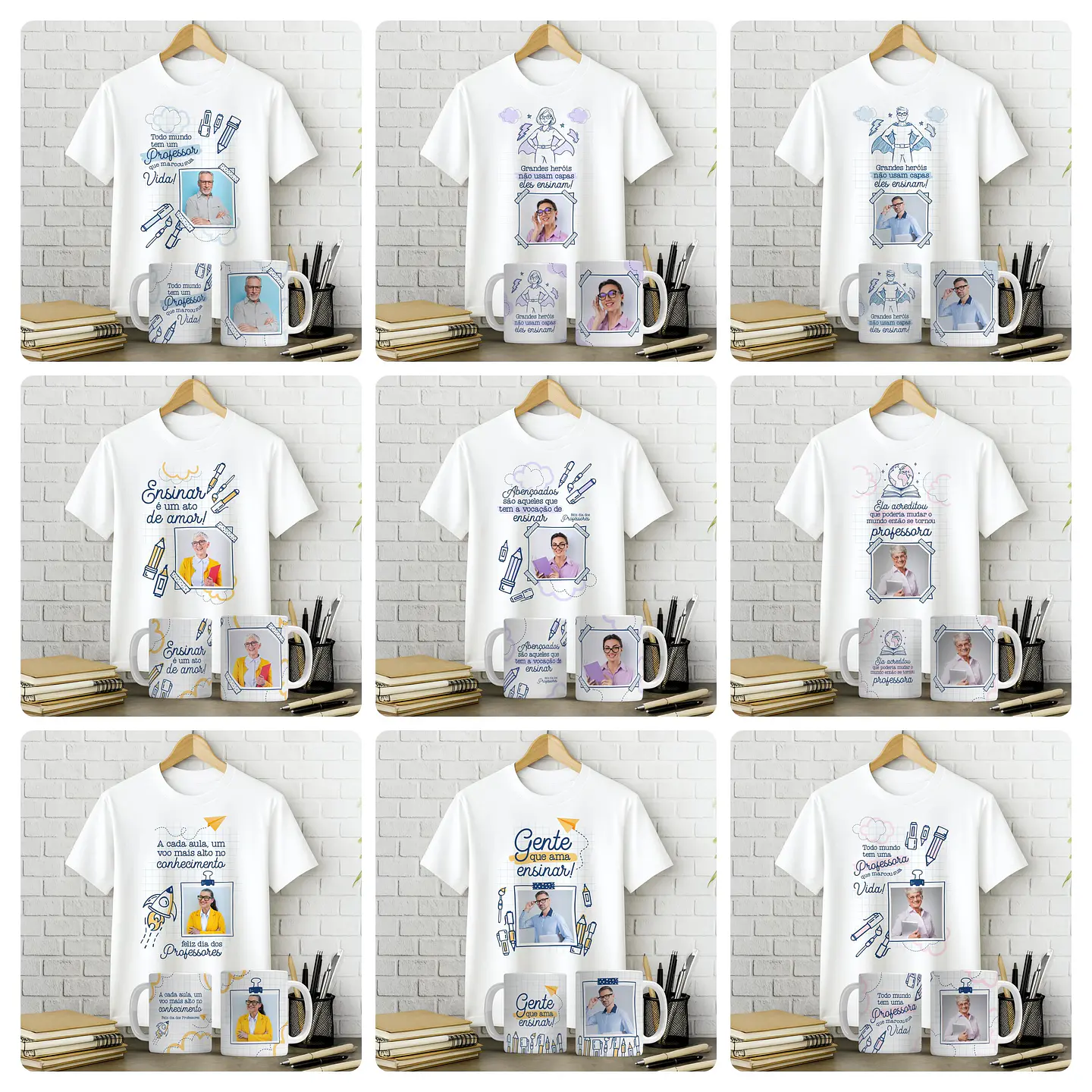 72 Artes para Caneca e Camisa Com e sem Foto Dia dos Professores Arquivo Editável 2