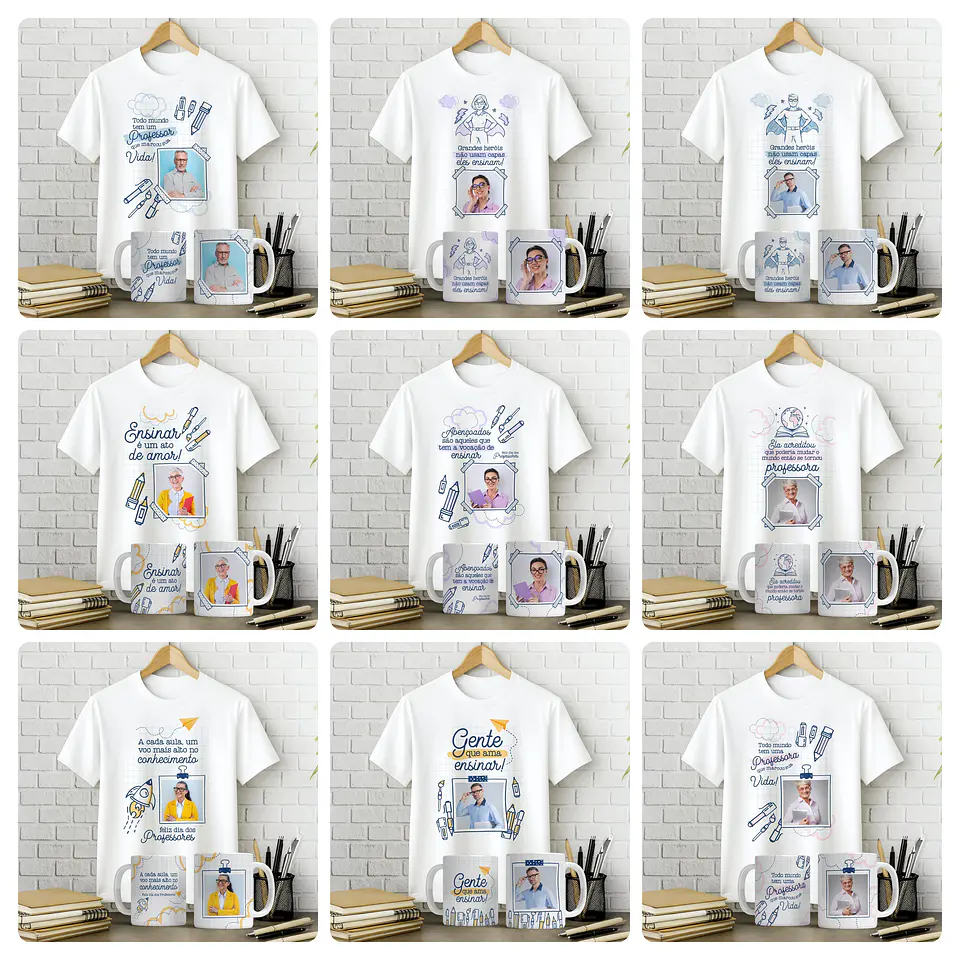 72 Artes para Caneca e Camisa Com e sem Foto Dia dos Professores Arquivo Editável 2