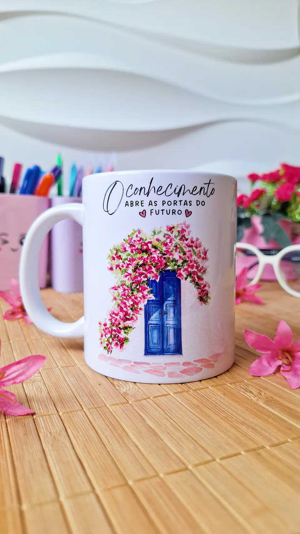 Arte Caneca O conhecimento abre as portas do futuro Arquivo em Png 1