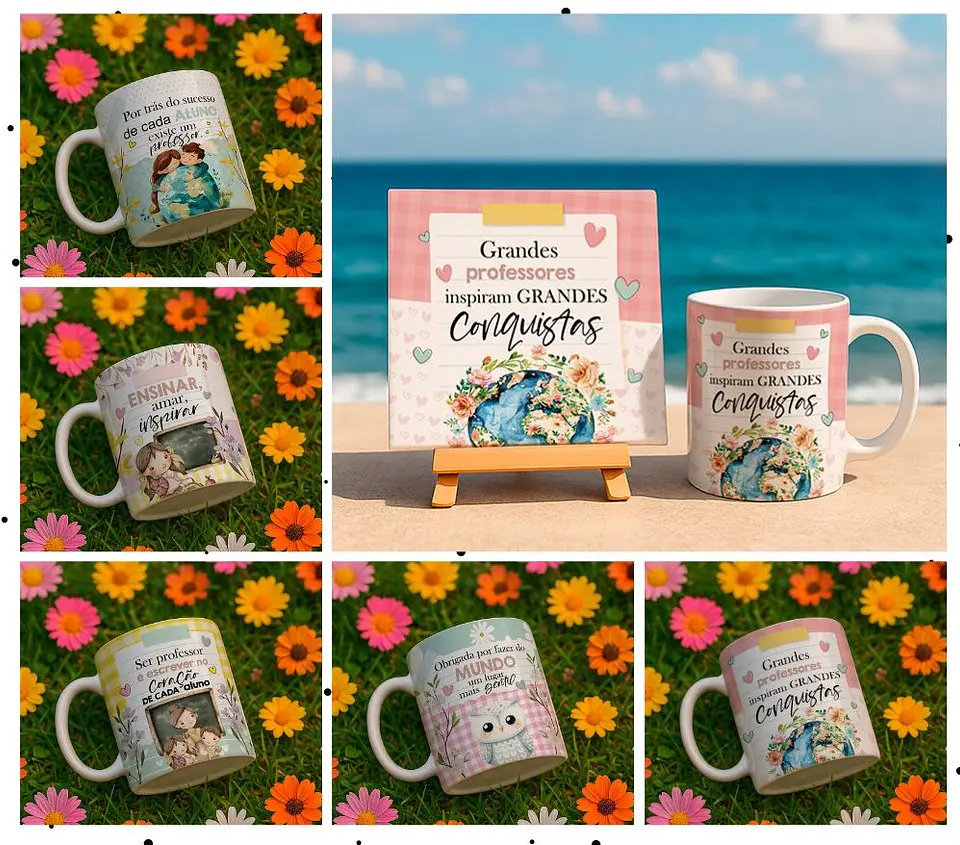 10 Artes para Caneca e Azulejo Dia dos Professores cute Arquivo Editável 2