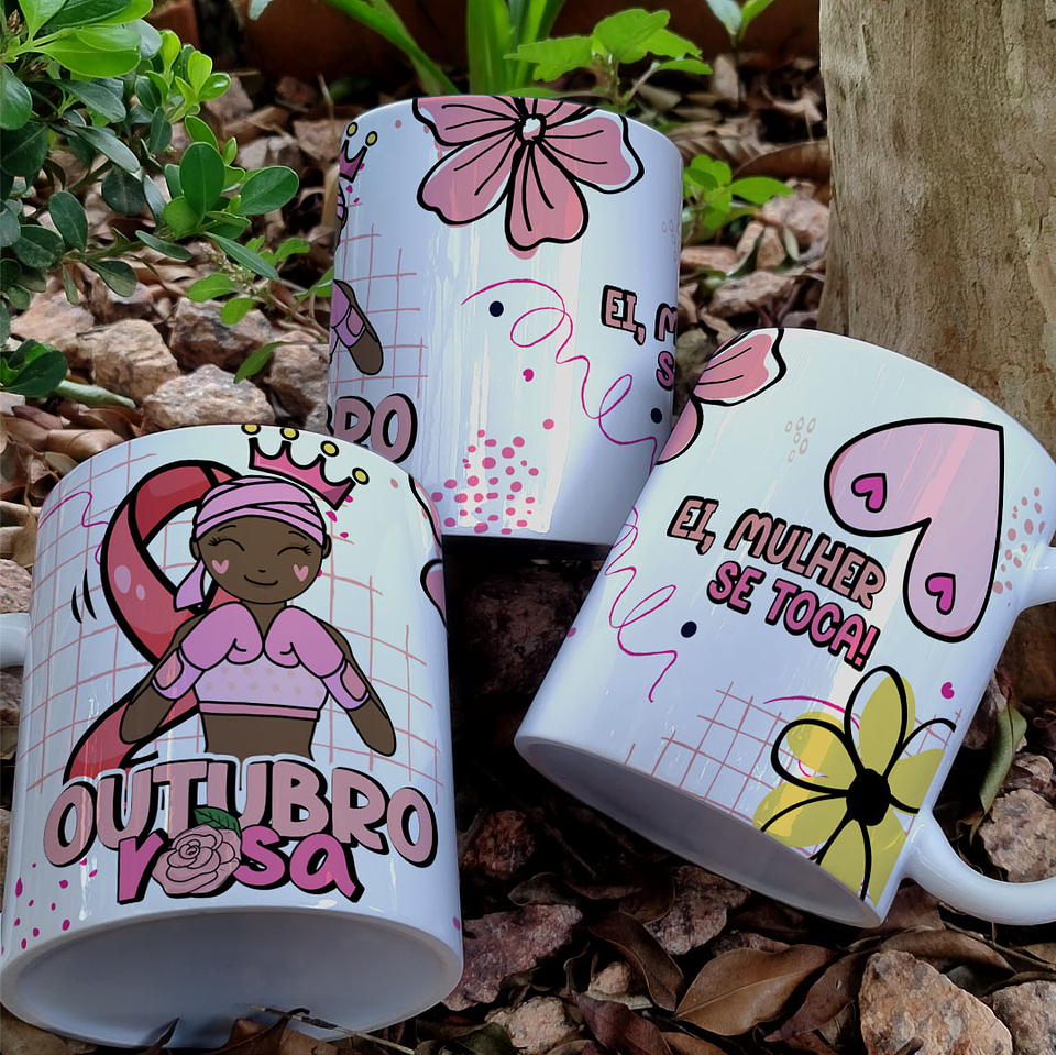 10 Artes para Caneca Outubro Rosa Arquivo Editável 3
