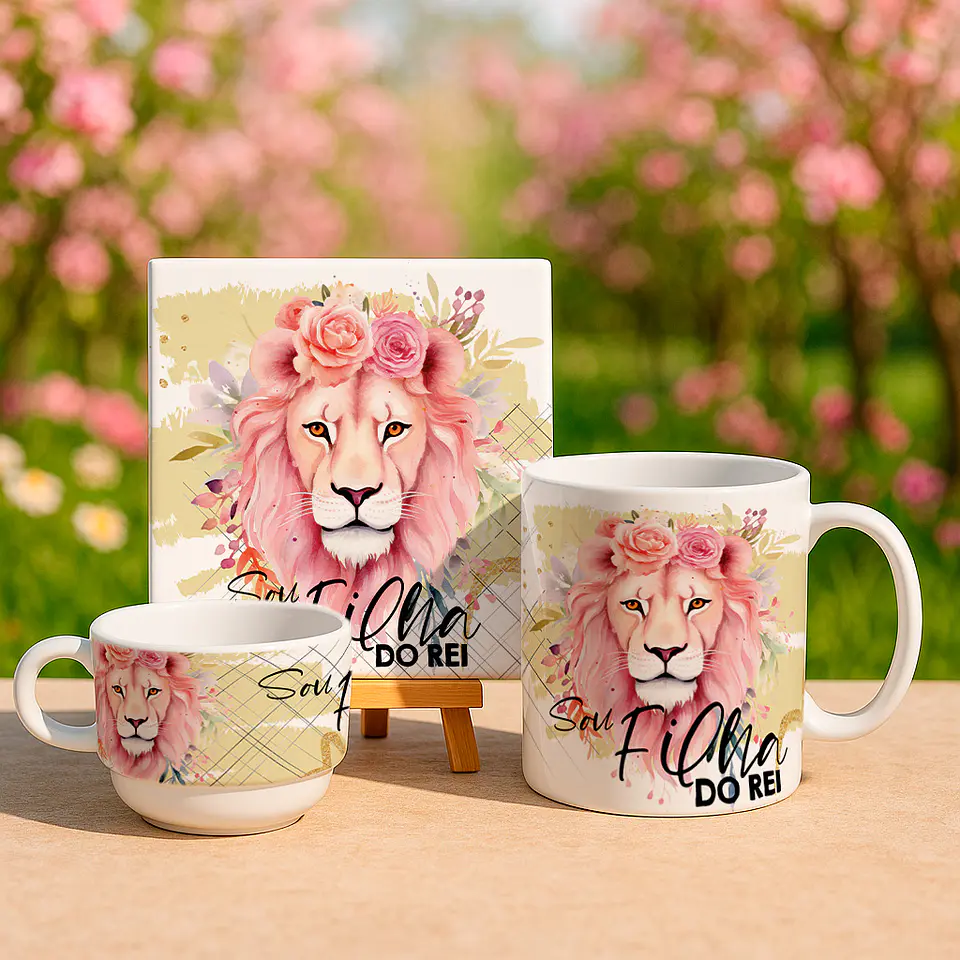 6 Artes para Caneca Xicara e Azulejo Leão de Judá Filha Do Rei Arquivo Editável  6