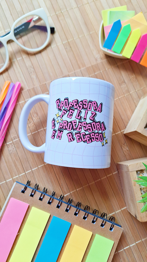 Arte Caneca Professora feliz é professora em recesso Arquivo em Png 