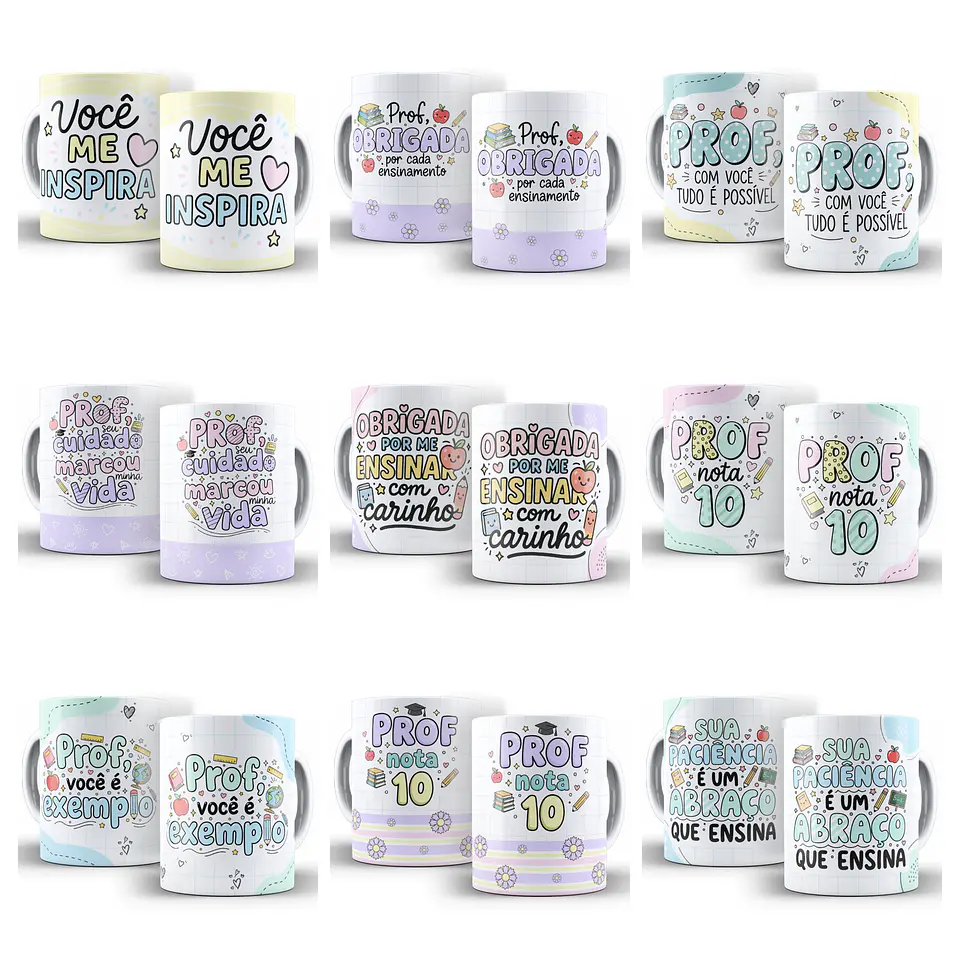 26 Artes para Caneca Dia dos Professores Gratidão em Cores Arquivo Editável  2