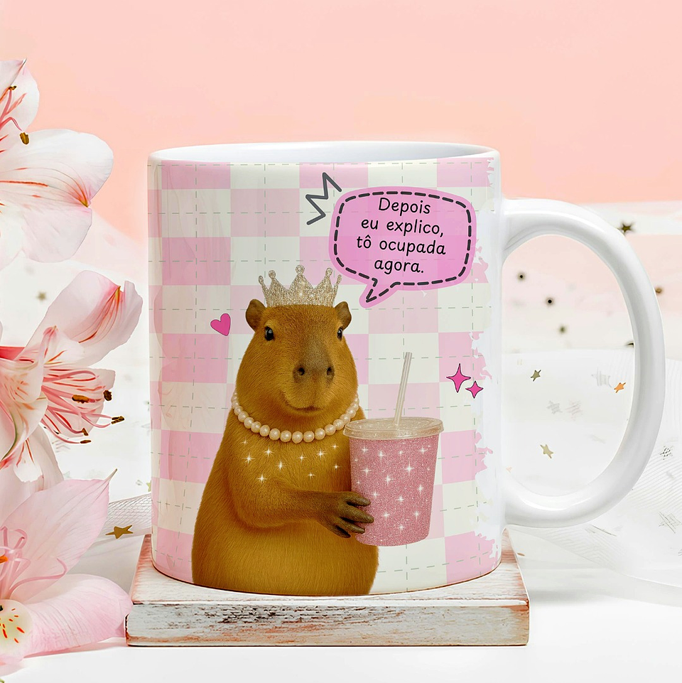 Arte Caneca Sabe por que pessoas bonitas estão sempre ocupadas? Depois eu explico, tô ocupada agora Arquivo em Png 2