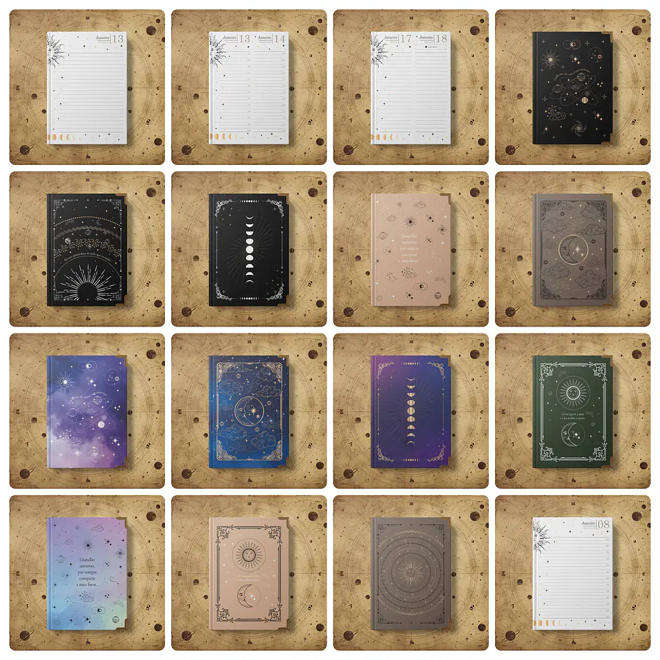 Combo 2 em 1 Agenda 2026 Coleção Astros para Costura e Wireo Arquivo Png 4