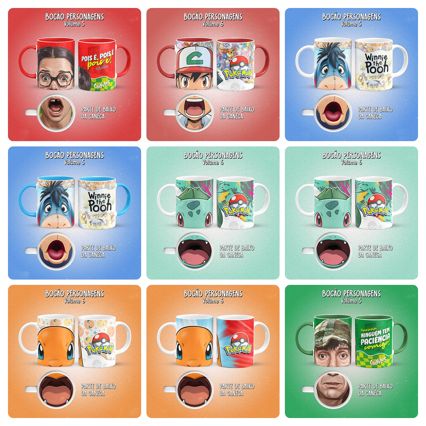 34 Artes para Caneca Bocão Personagens Arquivo em Jpg  3