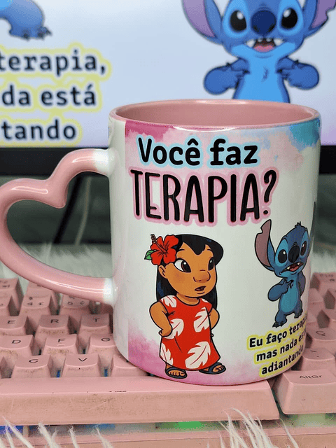 Arte Caneca Stitch Agressividade Crônica  Arquivo em Png 