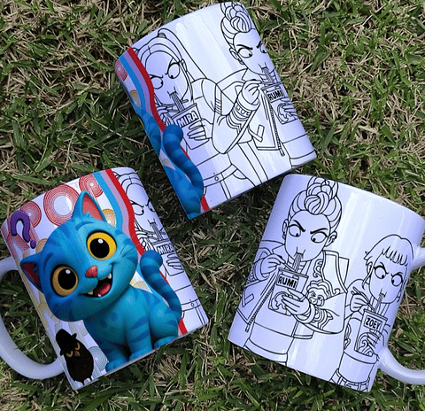 8 Artes para Caneca Colorir Guerreiras Do K-Pop Arquivo Editável