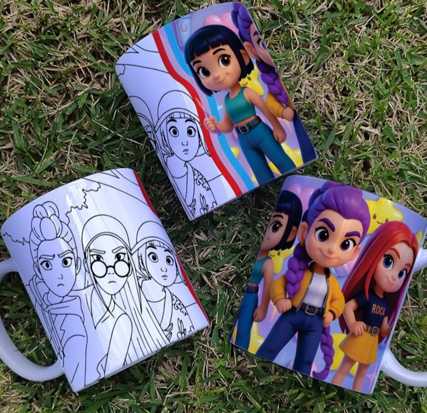 8 Artes para Caneca Colorir Guerreiras Do K-Pop Arquivo Editável 3