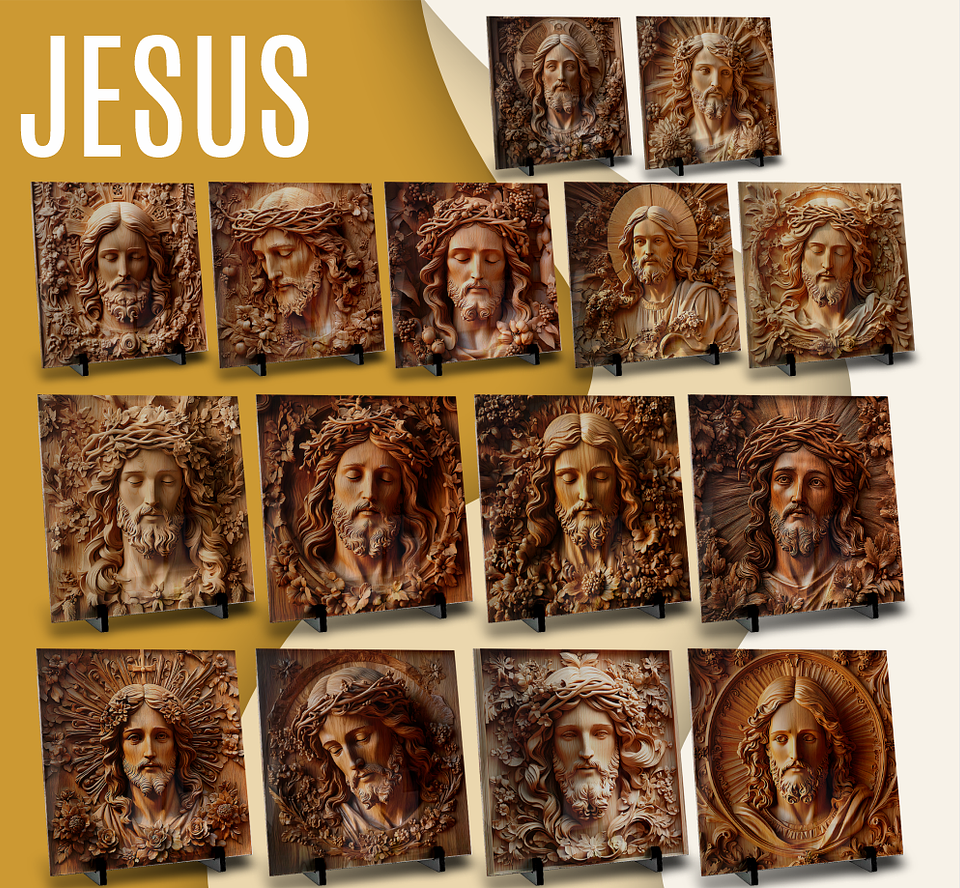 36 Artes para Caneca e Azulejo Jesus Cristo 3D Arquivo em Jpg  4