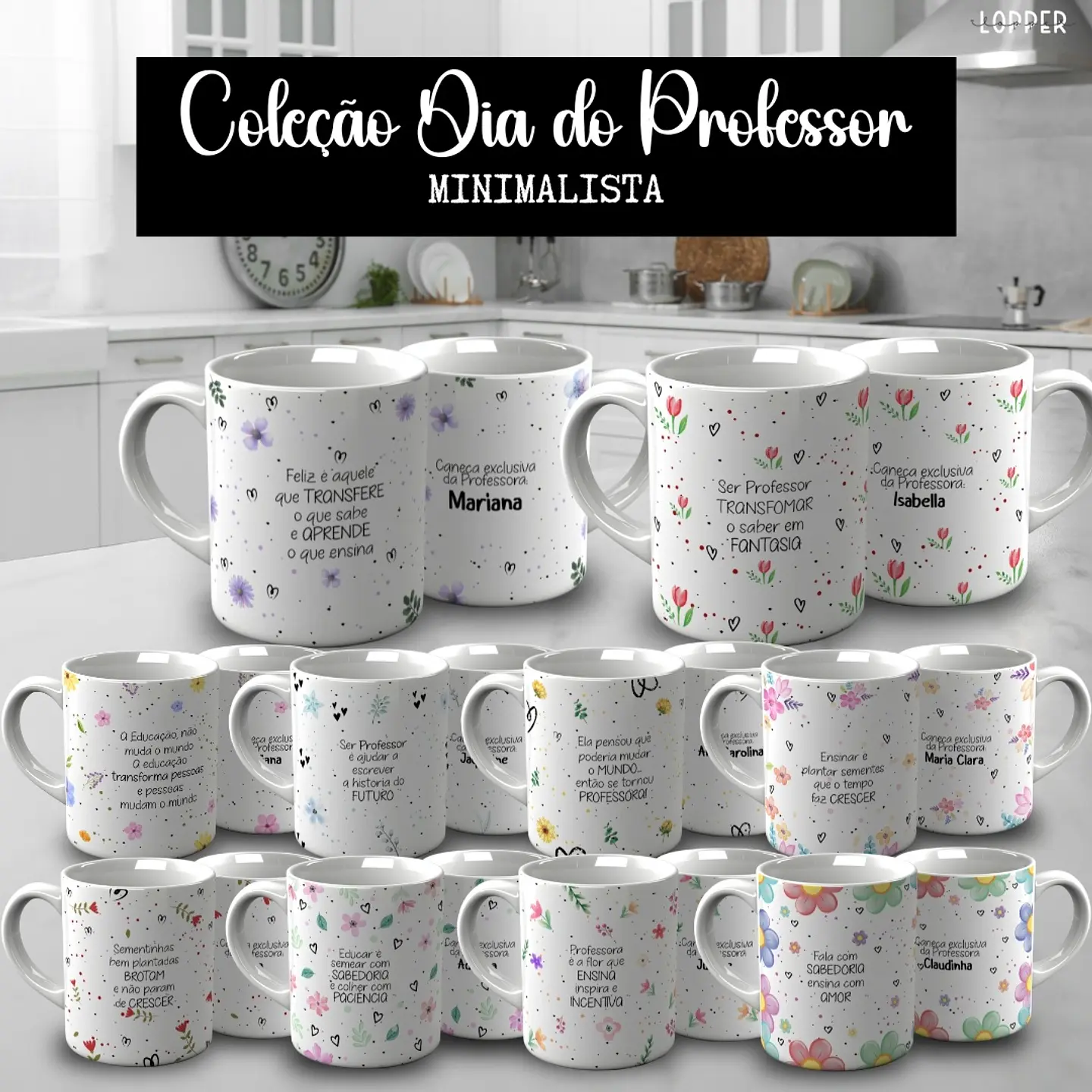 20 Artes para Canecas Minimalista Dia do Professores Arquivo Editável  1