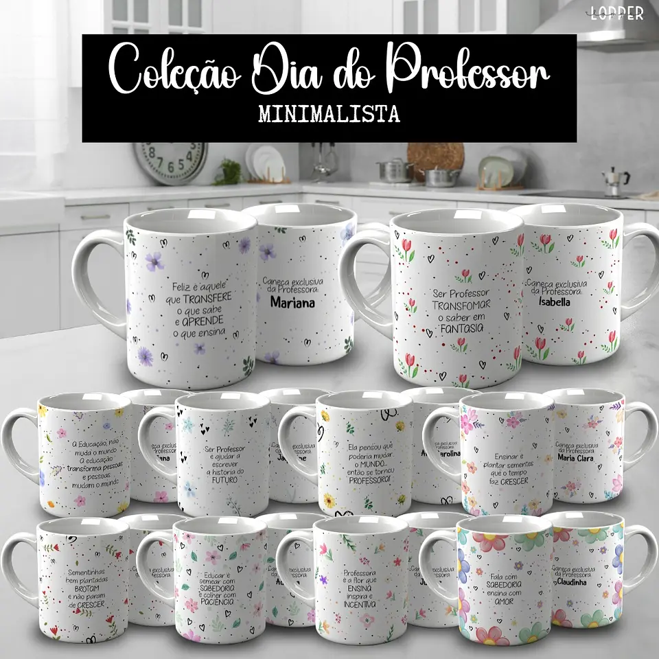 20 Artes para Canecas Minimalista Dia do Professores Arquivo Editável  1