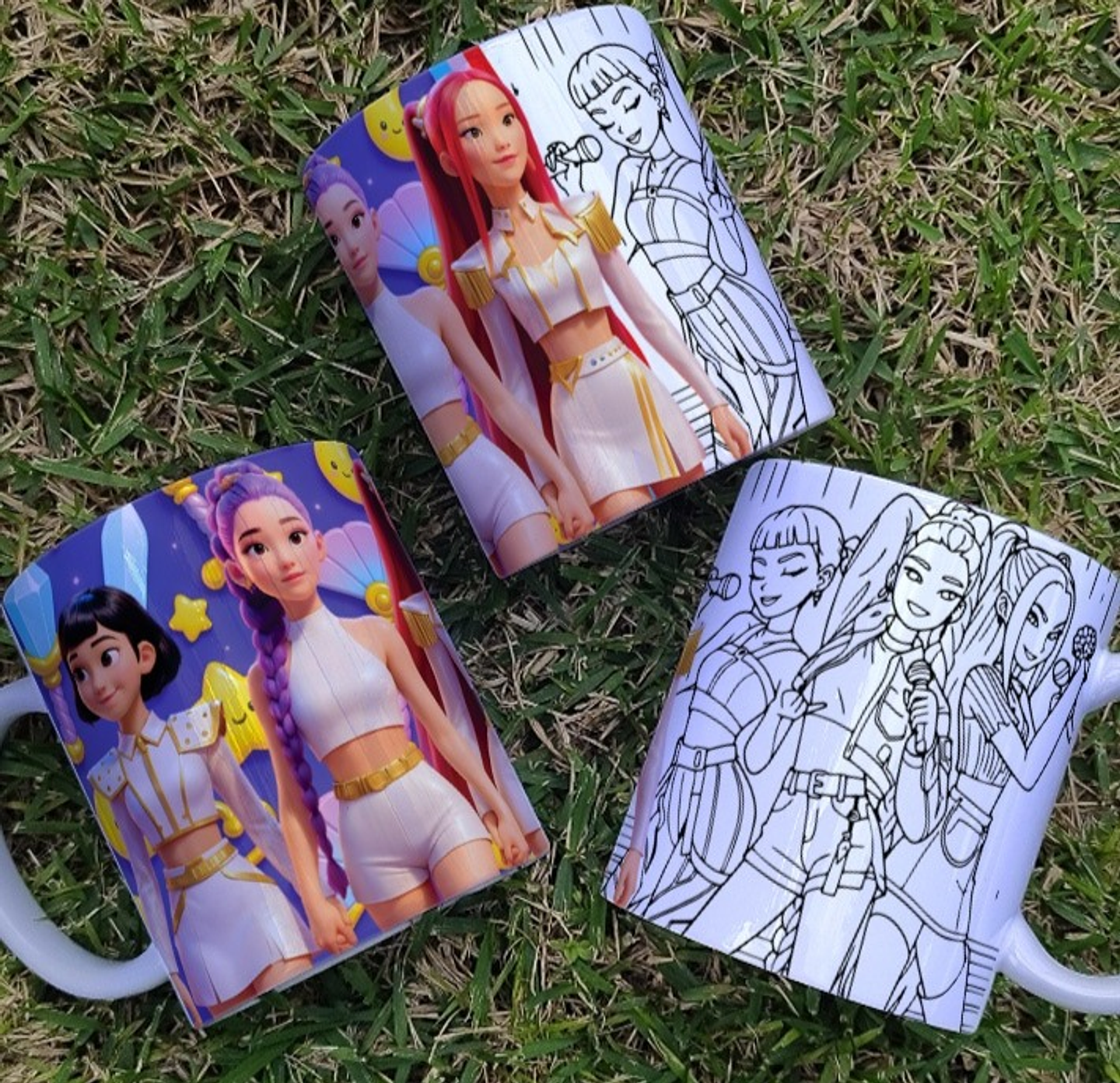 8 Artes para Caneca Colorir Guerreiras Do K-Pop Arquivo Editável 4