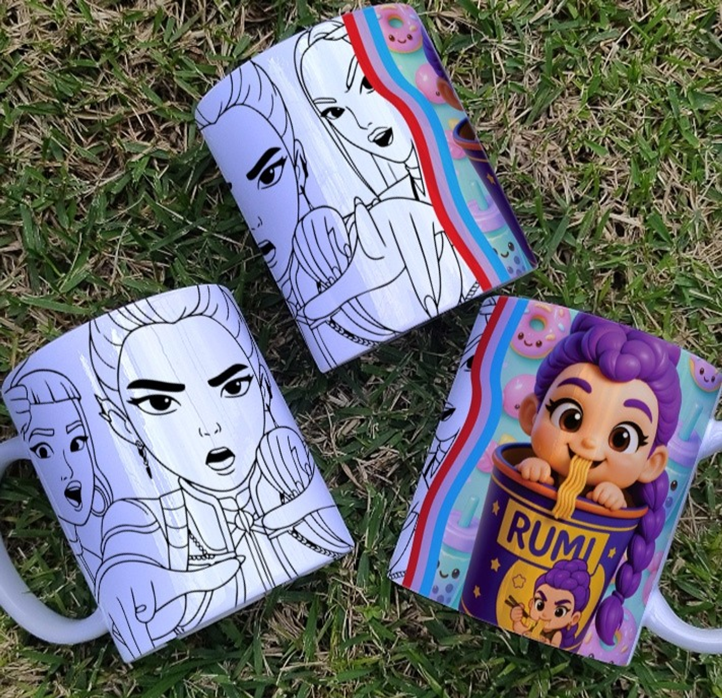 8 Artes para Caneca Colorir Guerreiras Do K-Pop Arquivo Editável 5