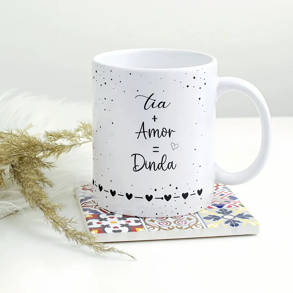 Arte Caneca Tia  + Amor = Dinda Arquivo em Png  2