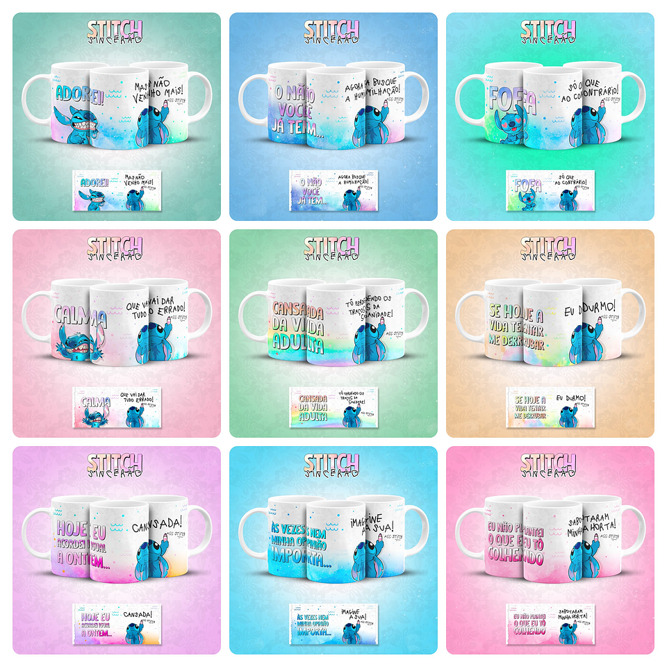 13 Artes para Caneca Stitch Sincerão Debochado Arquivo em Png  1