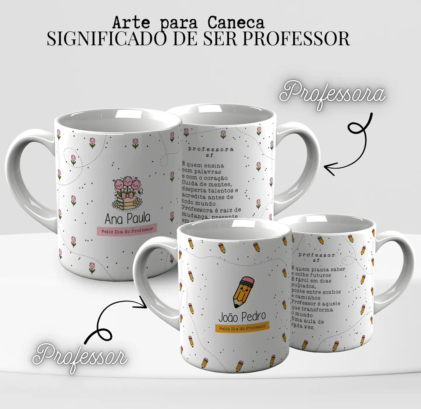 Arte Caneca Siguinificado de Ser Professor Arquivo Editável 1