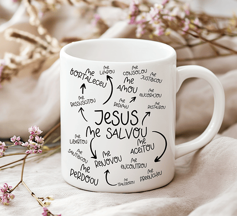 4 Artes para Caneca Jesus te Salvou Arquivo Editável 