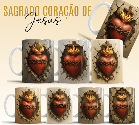 16 Artes para Caneca e Azulejo Sagrado Coração De Jesus em Jpg