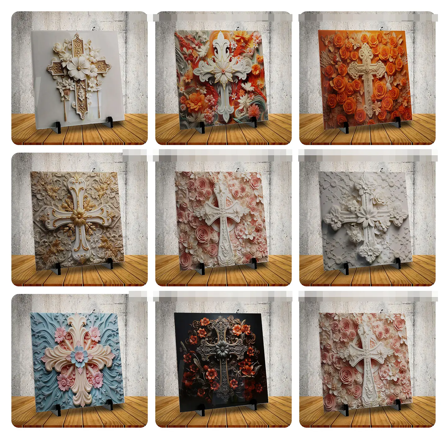 16 Artes para Caneca e Azulejo Cruz Cristo em 3d Arquivo em Jpg 2