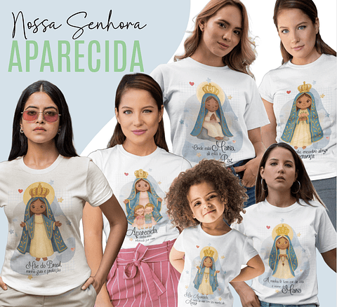 6 Artes para Camisa Nossa Senhora Aparecida Arquivo Editável 