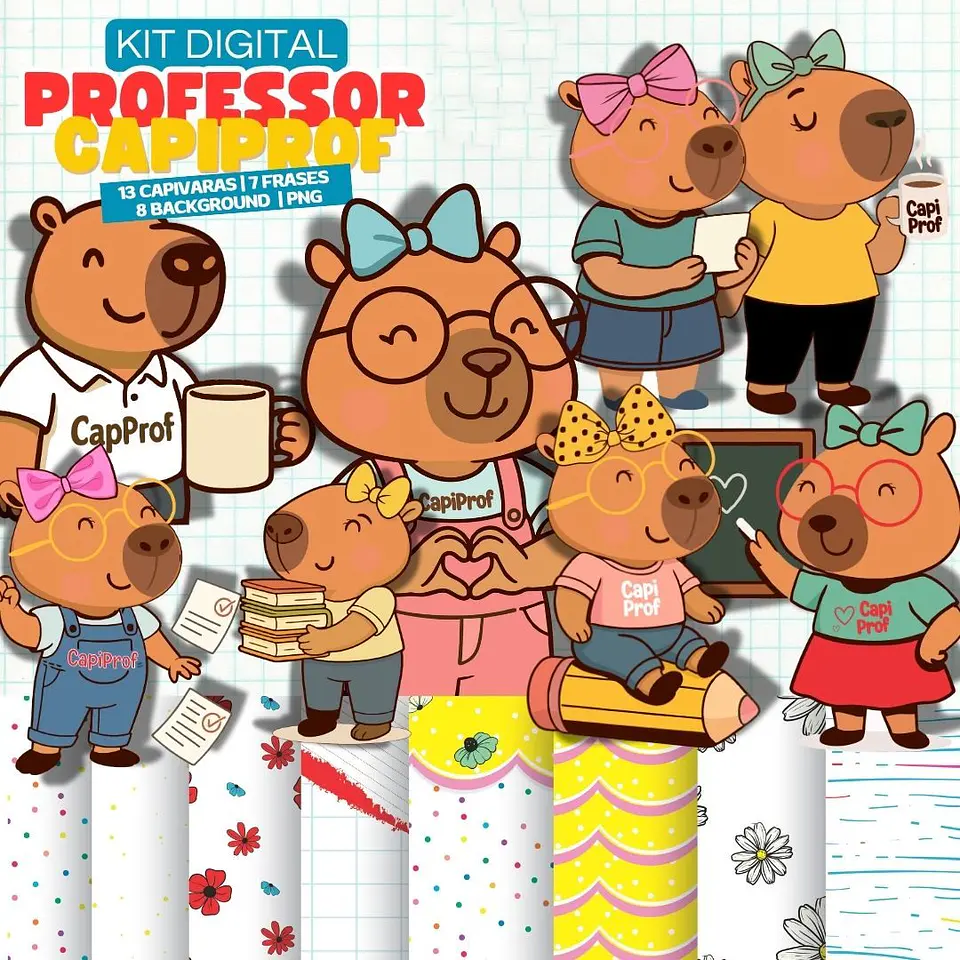 8 Artes para Caneca Capivara Professor Arquivo Editável  3